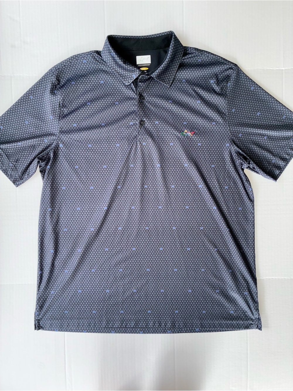 Greg Norman Play Dry Men’s Gray Geometric Short Sleeve Golf Polo Size XL